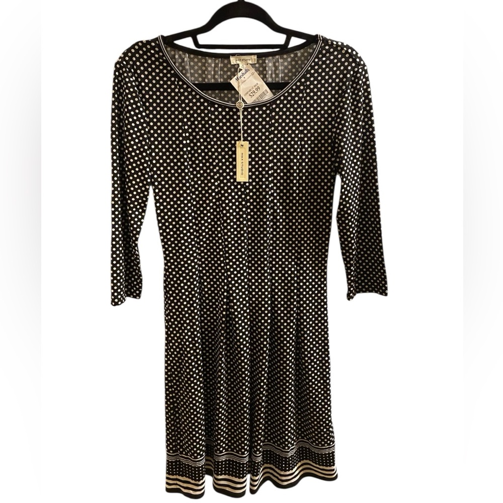 Max Studio Black and White Polka Dot
Mini Dress
New
Size Small
